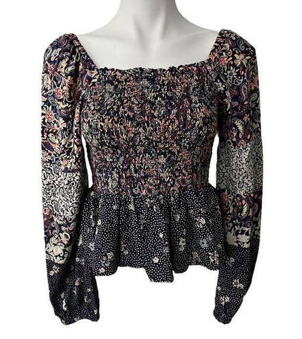 Angie  Square Neck Boho Peasant Blouse