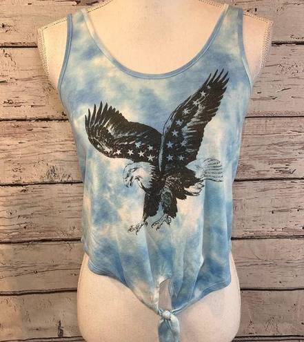 Kirra  Tank Top w Tied Bottom Eagle Print Blue Tie Dye-Medium