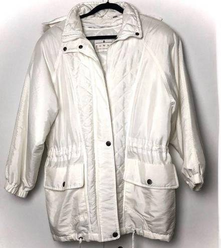 London Fog Towne  Puffer Winter Jacket with Fur Lined Detachable Hood White