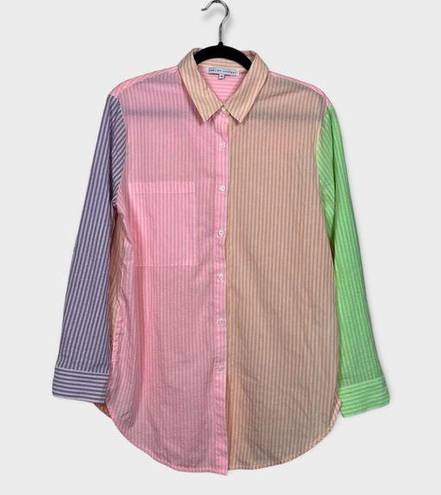 English Factory  Colorblock Button Up Shirt Size Medium Striped Colorful Tunic