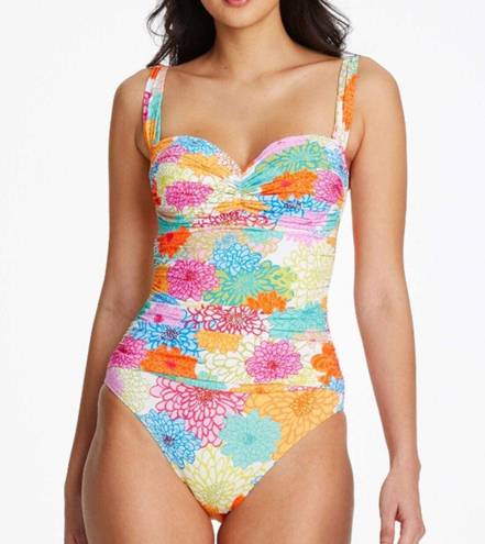 Bleu Rod Beattie  Yellow Shirred Underwire One-Piece Swimsuit 12 NWT