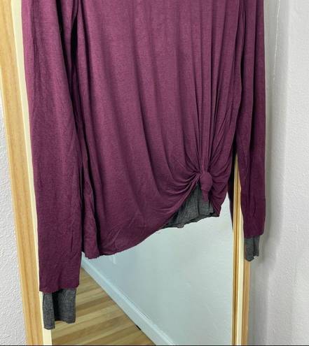 Bailey 44 purple long sleeve knotted front tee shirt