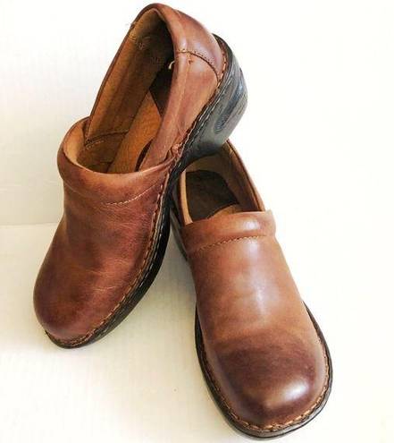 Born concept B.O.C.  Peggy Clogs Brown Leather Sz 9