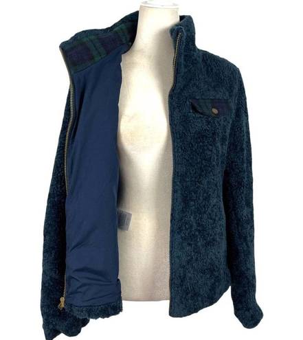 Pendleton  Women Fuzzy Full Zip Sherpa Blue Jacket Teddy Plaid Size Medium