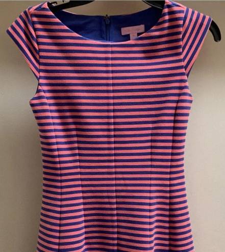 Lilly Pulitzer  Briella Ottoman Stripe Dress Pink Blue XS Lined RARE HTF GORGEOUS