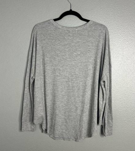 Wildfox NWT  Thermal Waffle Knit Slouchy Oversized Top Gray Relaxed Small