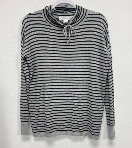 Workshop  womens pullover cowl neck gray black striped sweater size small