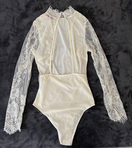 Willow + Root Boutique High Neck White Lace Body Suit