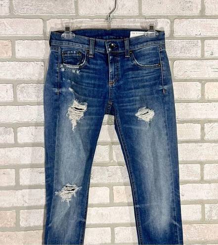 Rag and Bone  Dre Slim Boyfriend Distressed Jeans in Erv’s Wash Size 24