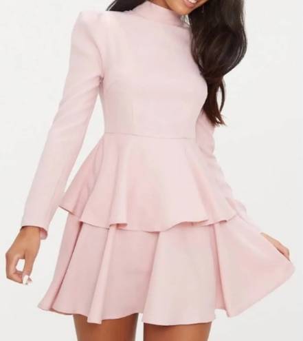 Pretty Little Thing High Neck Tiered Skater Dress