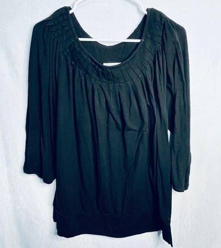 Fashion Bug  Black 3/4 Sleeve Pleated Blouse XL