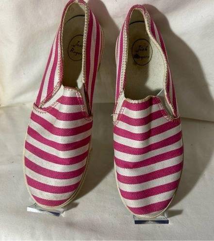 Jack Rogers  Pink & White Canvas Slip onsSize 8-VGUC