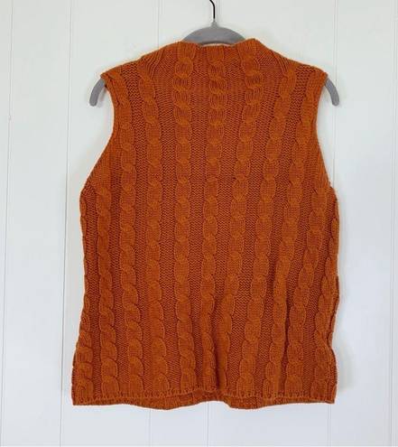 Karen Scott  Rust Orange Cable Knit Sleeveless Turtleneck Sweater Vest