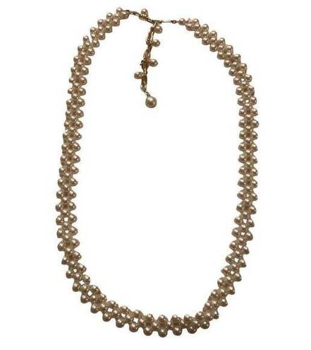 The Row Faux Pearls Triple Dangling Necklace Vintage 70s 80s 90s Jewelry Pendant