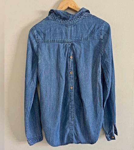 Paper Crane ETHEREAL by  denim tencel chambray button front collar shirt