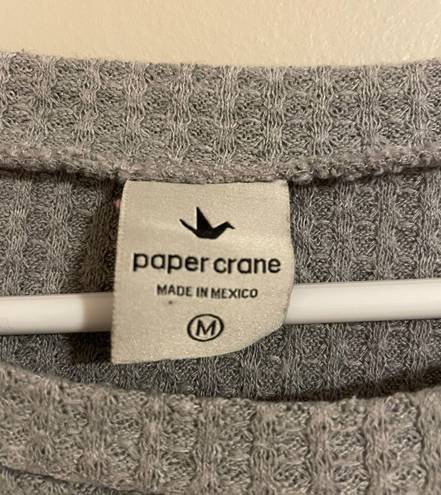 Paper Crane Women’s Gray  Waffle-Knit Long Sleeve Shirt