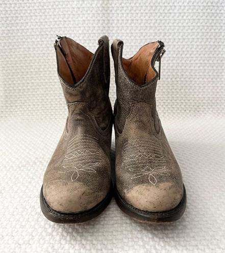 5/48 Lauralee Taupe Brown Distressed Leather Stitch Western Cowboy Ankle Boot 36