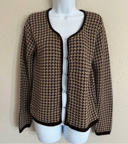 Herman Geist  Houndstooth Button Front Cardigan Sweater Long Sleeve Women’s Small