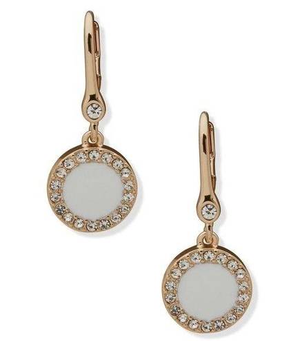 DKNY  Pave & Color Inlay Halo Drop Earrings in Gold-Tone MSRP $32 NWT