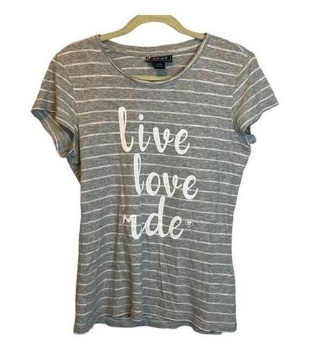 Ariat  Shirt Women's Medium Live Love Ride Gray White Stripes