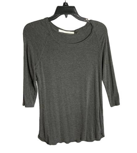 Max Studio Gray Stretchy Three-Quarter Sleeve Shirt Wm S