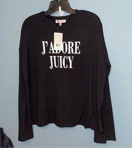 Juicy Couture  Plastisol Bell Sleeve Sweater in Pitch Black Size Large