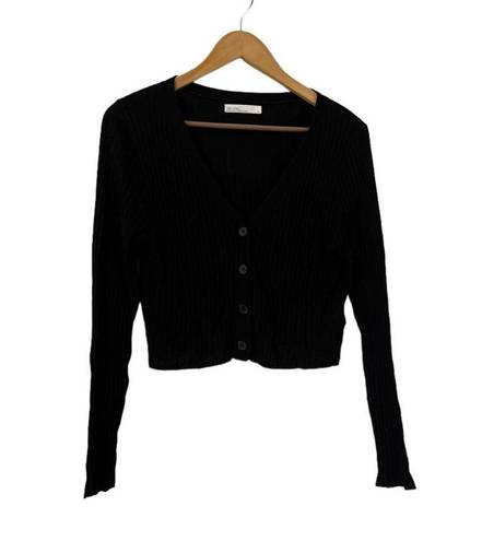 Oak + Fort ✨  Black Ribbed Long Sleeve Knit Cardigan Sweater