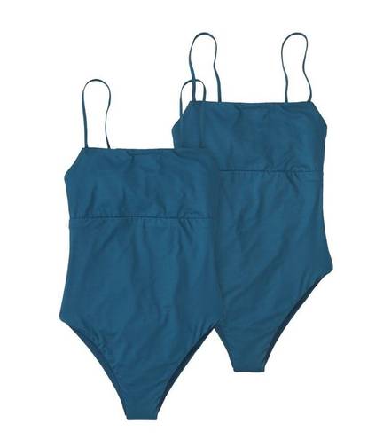 Patagonia  Reversible Sunrise Slider One-Piece Swimsuit Back Tie Wavy Blue M, NWT