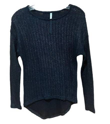 Renee C . Black Open Knit Sweater Size Small