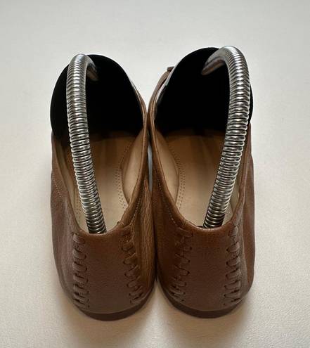 Tory Burch Allie Ballet Flats Elasticized Slip On Travel Brown Leather Womens 8M