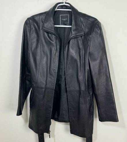 Krass&co Vintage Colebrook &  Genuine Leather Belted Jacket Size XL late 90s Y2K Black