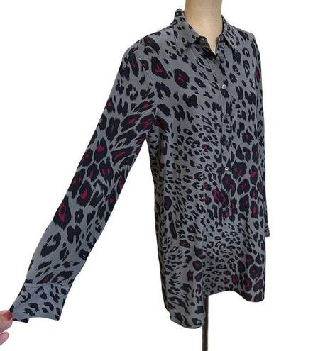 Equipment  animal print silk shirt dress size Small