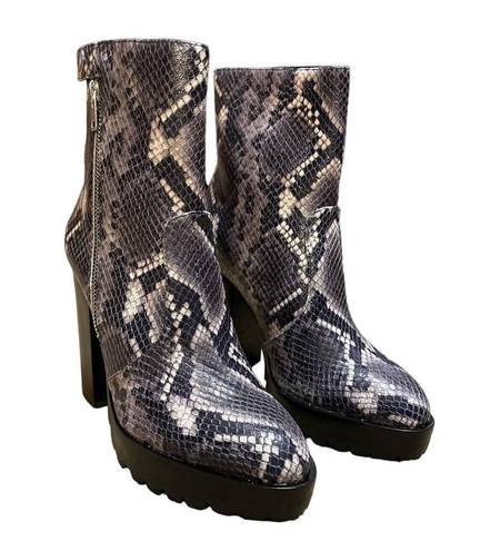 ALLSAINTS Ana Snake Emobossed Lug Womens Boot Size EU38 US 7 NEW