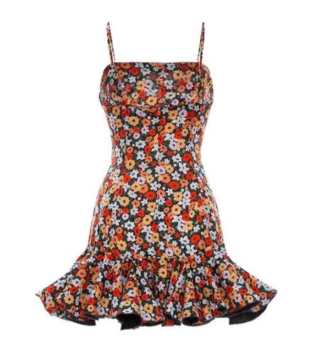 Agua Bendita 🆕  Tumbao La Fania Noche Floral Frill Dress Sz L