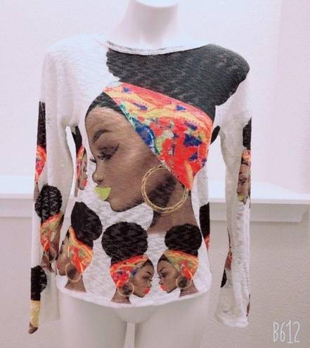 Love j  Top Afro Bun Loose Knit Sweater Off-White Size S NWT