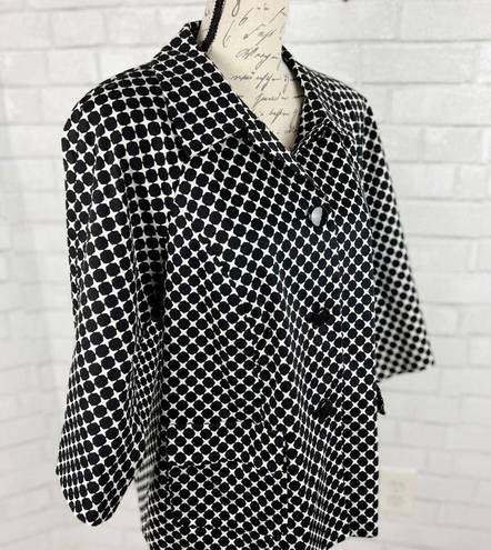 Talbots  Black & White Geometric Fully Lined Career Blazer Jacket Womens Size 12