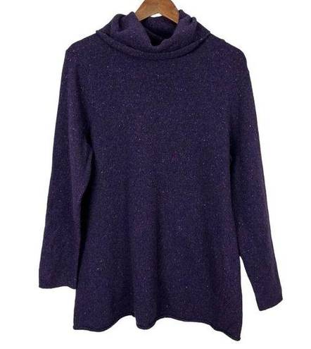 J.Jill  Sweater Womens XL Purple Turtleneck Wool Cashmere Tunic Italian Yarn Knit