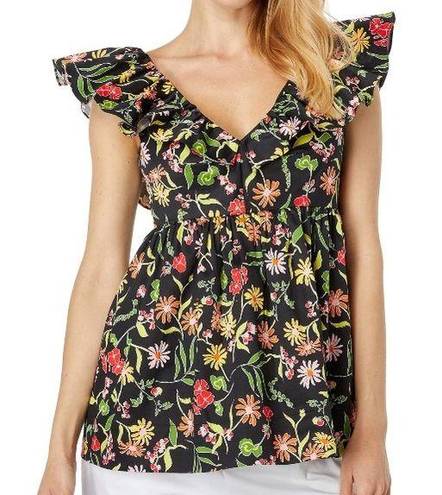 Kate Spade NWT  New York Rooftop Garden Floral Ruffle Top