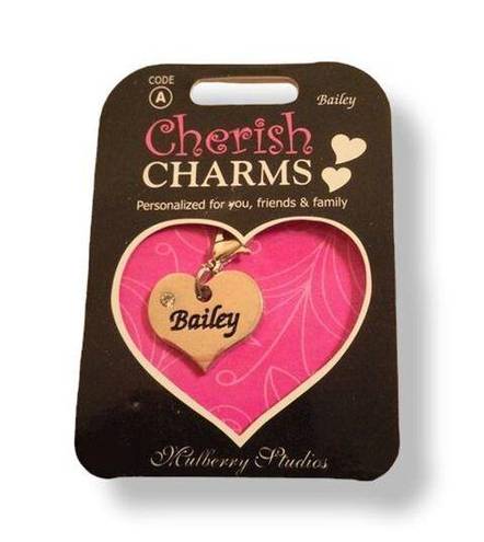 Cherish  Charms BAILEY Name Bracelet Charm NEW NWT Silvertone Silver Tone