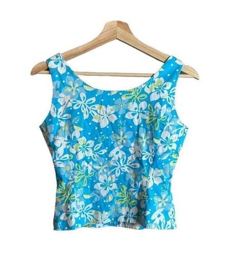 Tahari  Y2k hibiscus crop tank