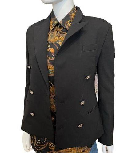 Polo  Ralph Lauren Black Wool Blend Double Breasted Blazer, 0