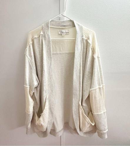 Vintage Havana  Heather Oatmeal Cotton White Gauze French Terry Cardigan Size L