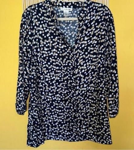 Susan Bristol  Size 2X Linen Polka Dot Lightweight Button Up Casual Blouse