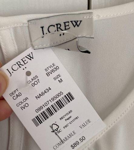 J.Crew  Factory Pleated-sleeve Top Cream White Size M NWT