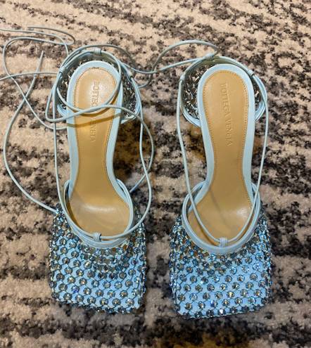 Bottega Veneta Sparkle Stretch High-Heel Sandals Size 36.5