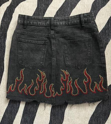 Honey Punch Bedazzled Flame Mini Skirt