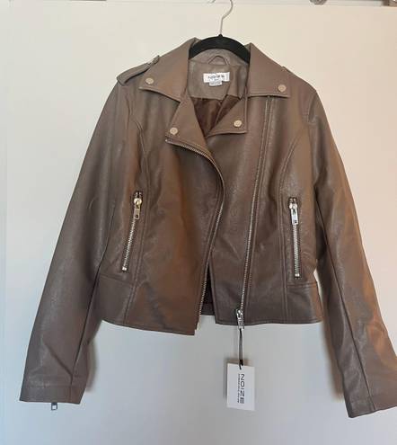 Noize Vegan Leather Jacket Tan Size XS