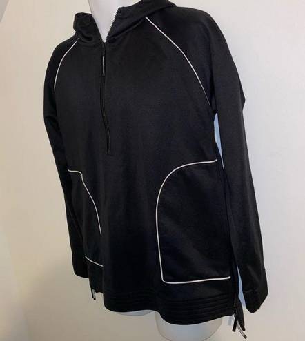 Good American  Performance 1/2 Zip Black Hoodie Tunic Small