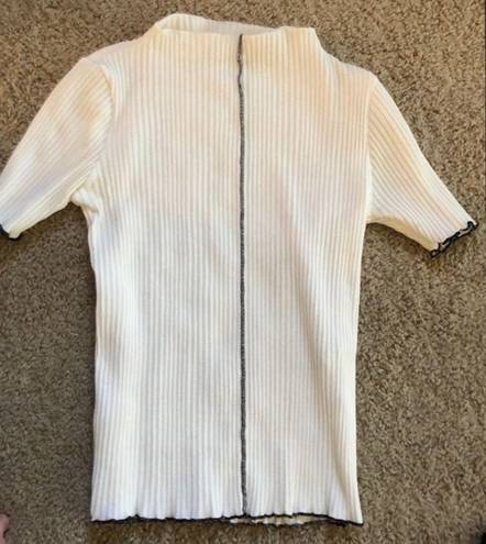 ZARA White short sleeve top with black contrast stitching never worn