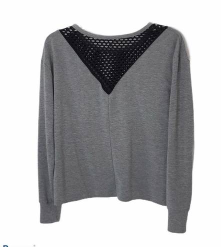 Gottex  fishnet neckline grey pullover sweatshirt